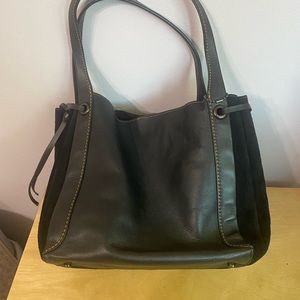 Black leather and suede Coach bag